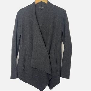 Eileen Fisher Drape Front Jacket Charcoal Gray Wool Blend Size Small